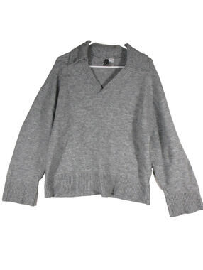 H&M by Divided Collared Fine-Knit Jumper Sweater Long Sleeve Size M Gray